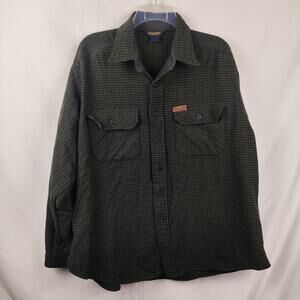 Woolrich Shirt Mens XL Green Check Flannel Button Front Long Sleeve Pockets